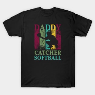 Daddy Softball Catcher Shirt Fathers Day Papa Gifts T-Shirt